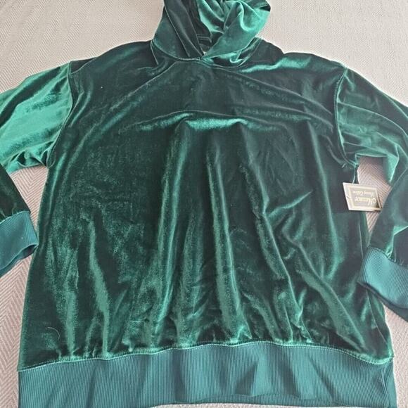 Massive Luxury Edition Velvet Hoodie Women's Size Medium Green Mob Wife Core Y2K - Picture 5 of 14